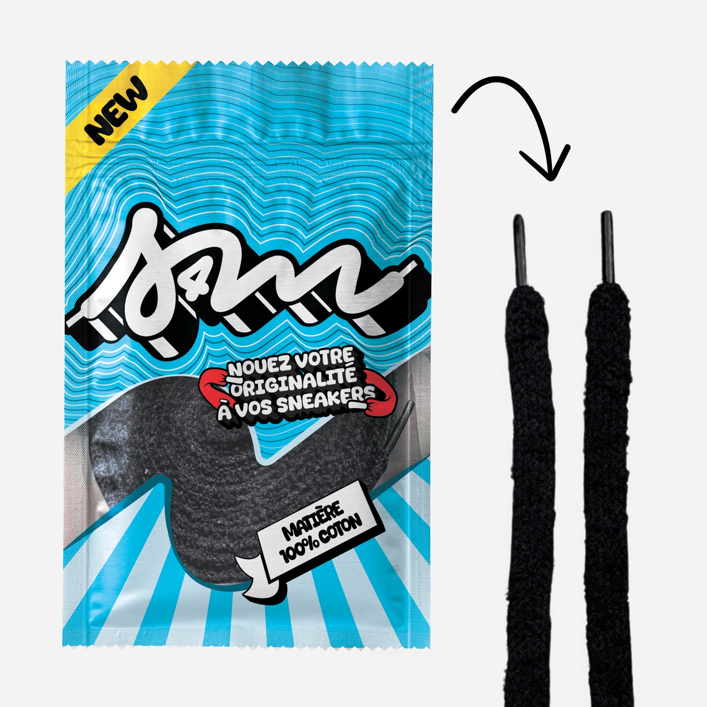 Lacet S4M Fluff 10mm Noir