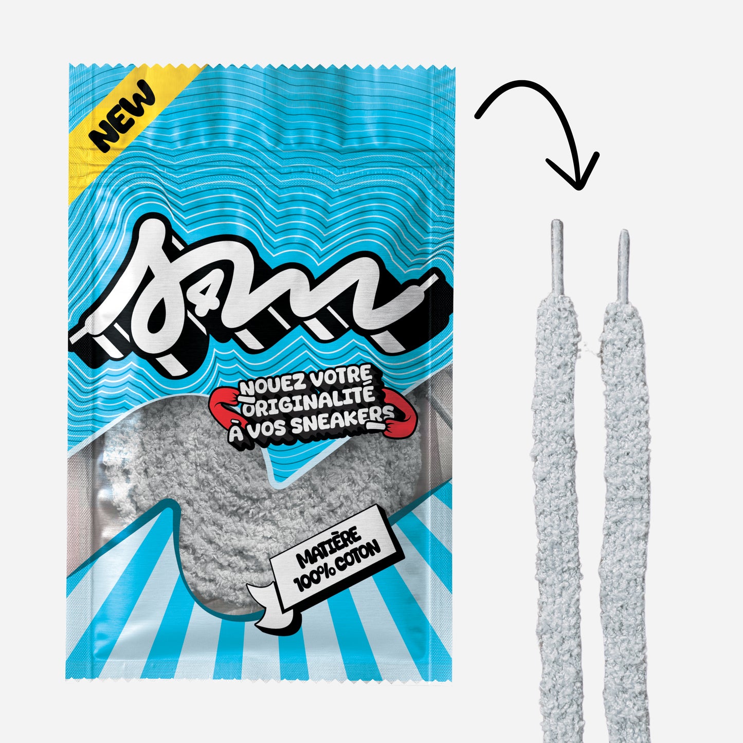 Lacet S4M Fluff 15mm Gris