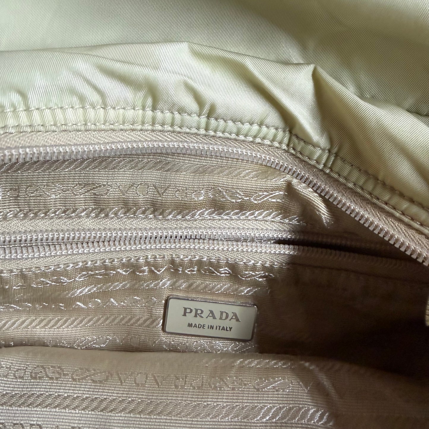 Sacoche Prada Messenger Bag Beige double strap