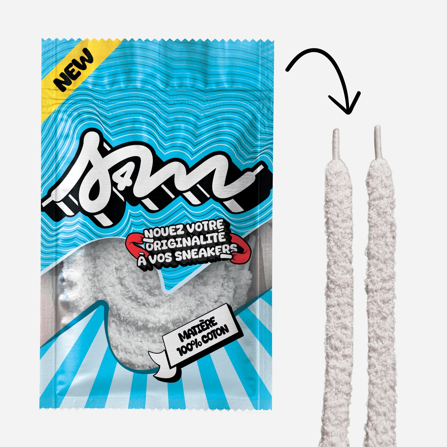 Lacet S4M Fluff 15mm Blanc