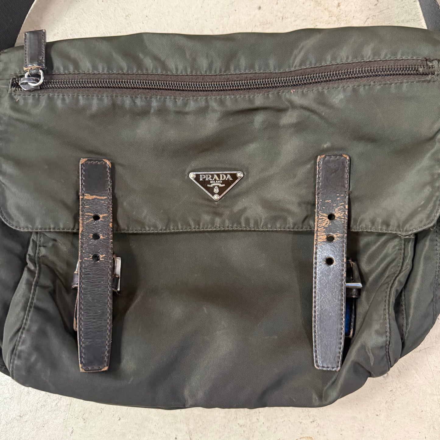 Sacoche Prada Messenger Bag Kaki double strap