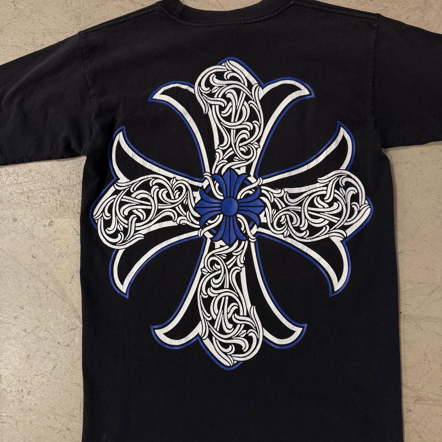 Tee Shirt Chrome Hearts Cross logo Blue Vintage