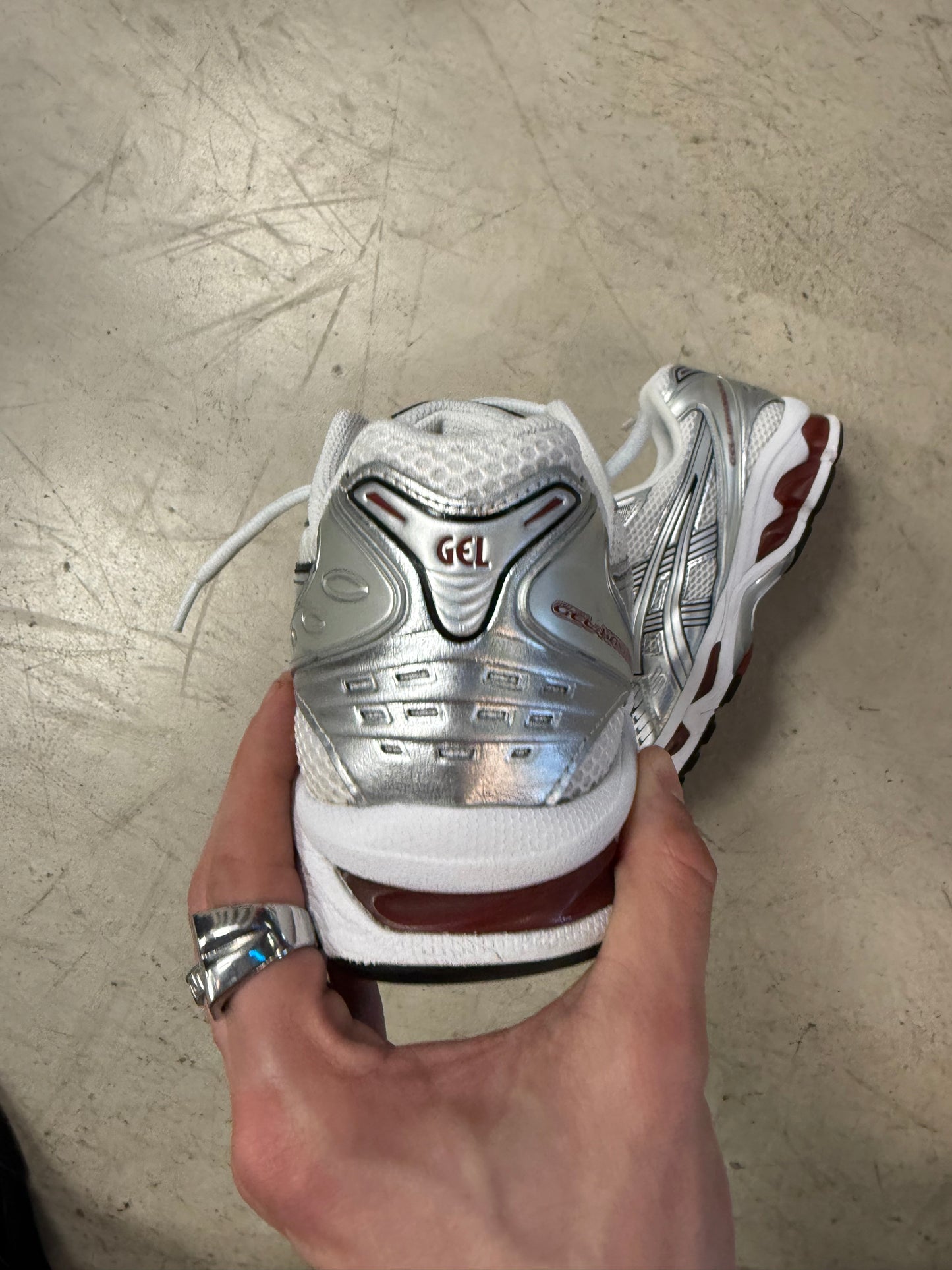 Asics Gel Kayano 14 White Silver Red