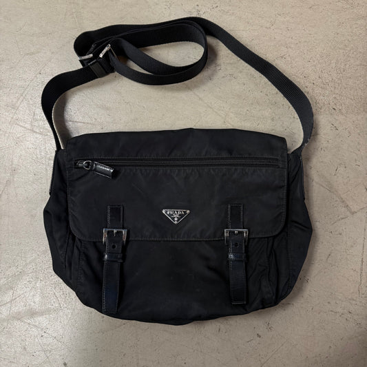 Sacoche Prada Messenger Bag Black double strap