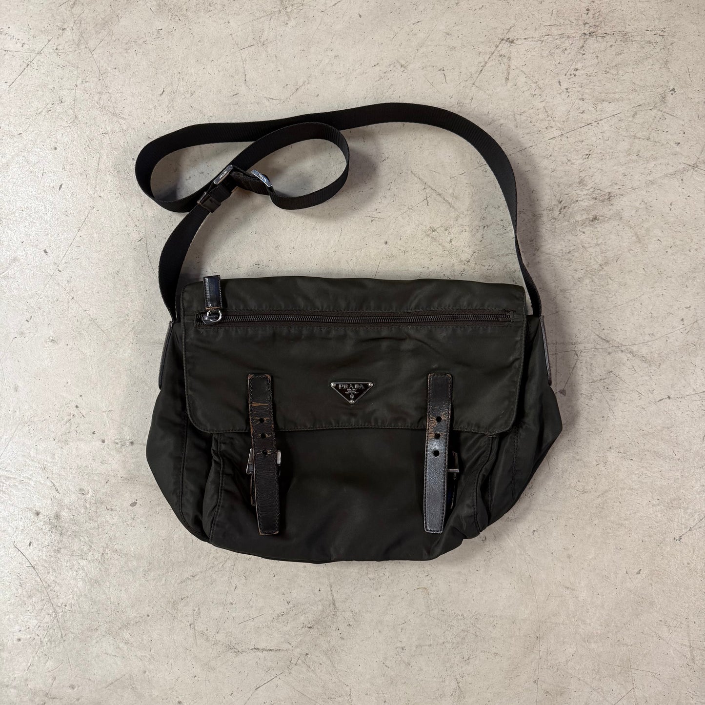 Sacoche Prada Messenger Bag Kaki double strap
