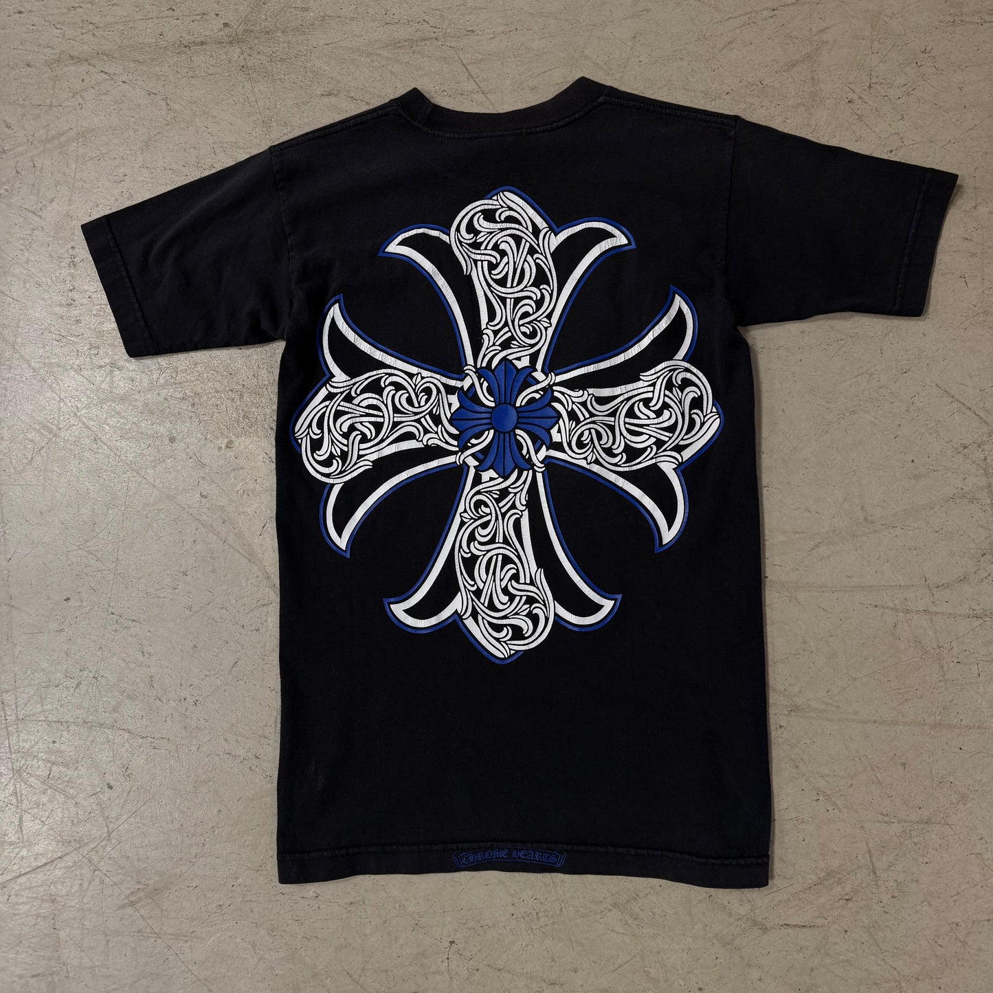 Tee Shirt Chrome Hearts Cross logo Blue Vintage