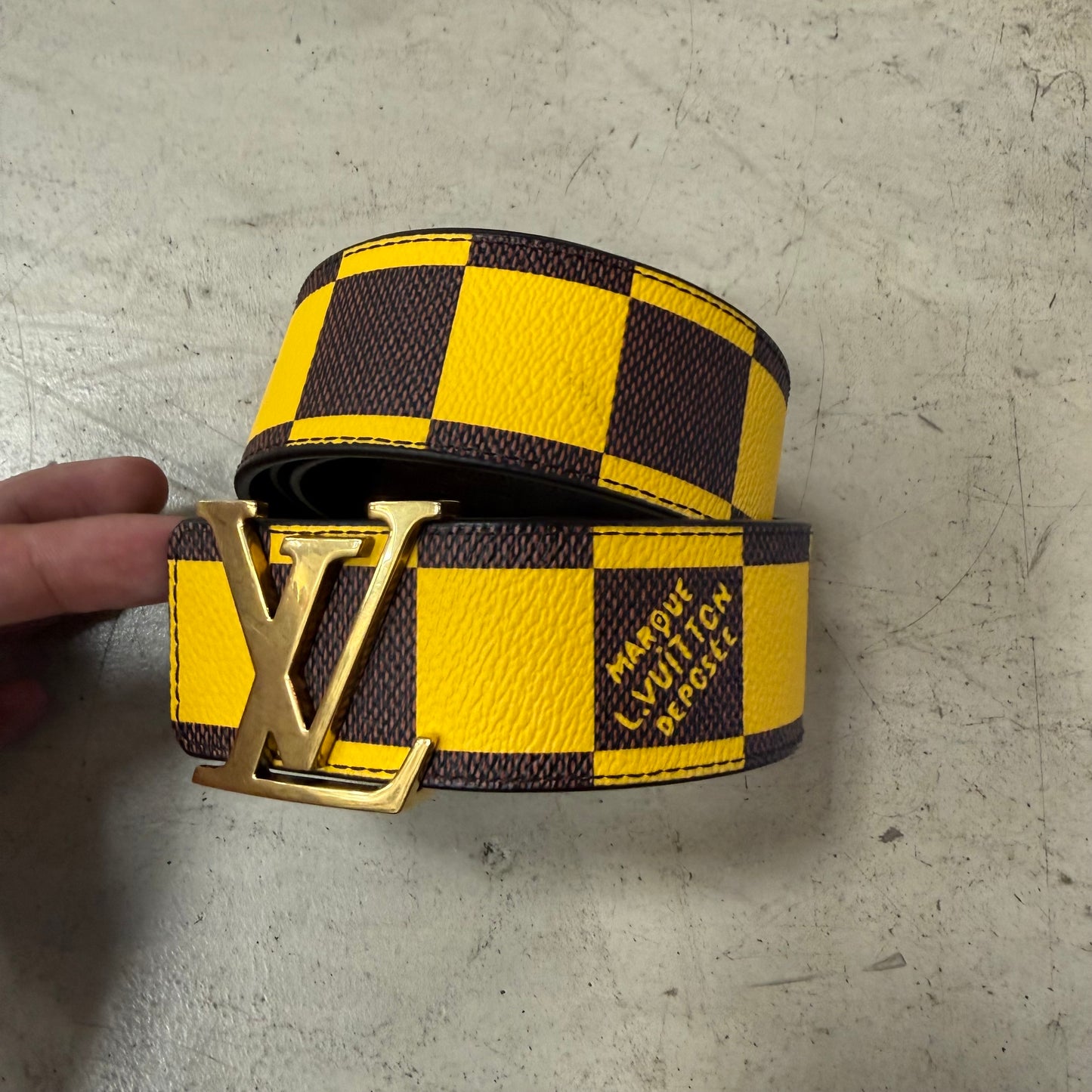 Ceinture Louis Vuitton Marron Jaune
