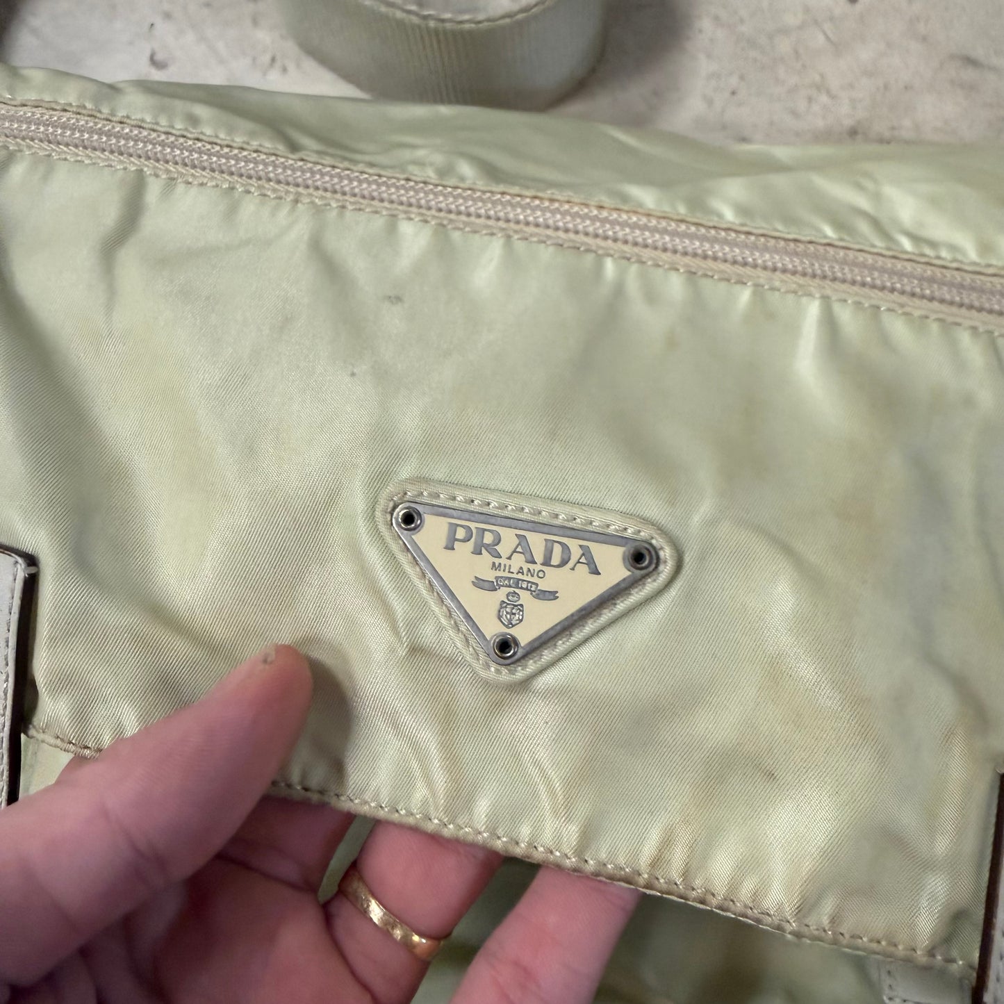 Sacoche Prada Messenger Bag Beige double strap