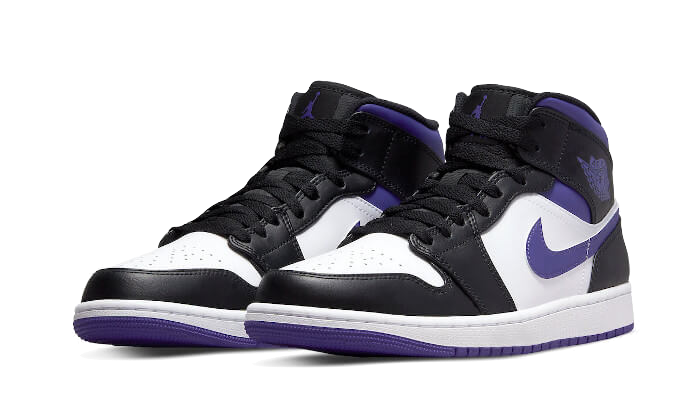 Air Jordan Air Jordan 1 Mid White Black Purple - 554724-095 / 554725-095